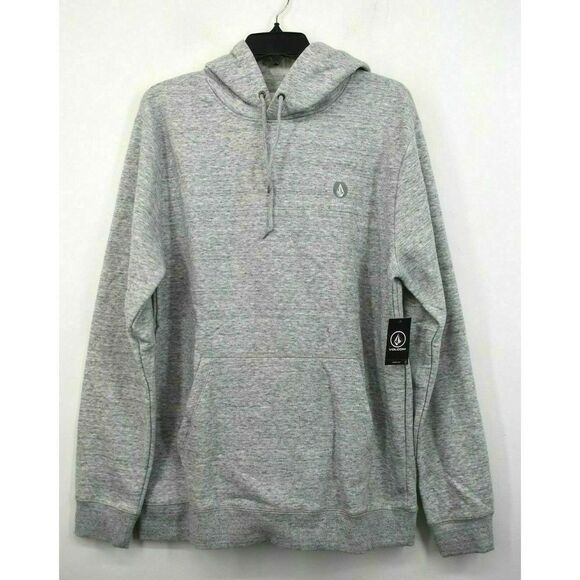 Volcom A4101919 Mens Sz M Gray Fleece Kangaroo Pocket Pullover Hooded Sweatshirt - Picture 1 of 7